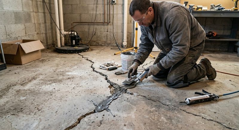 Cracked Basement Floor Repair in Brevard, NC